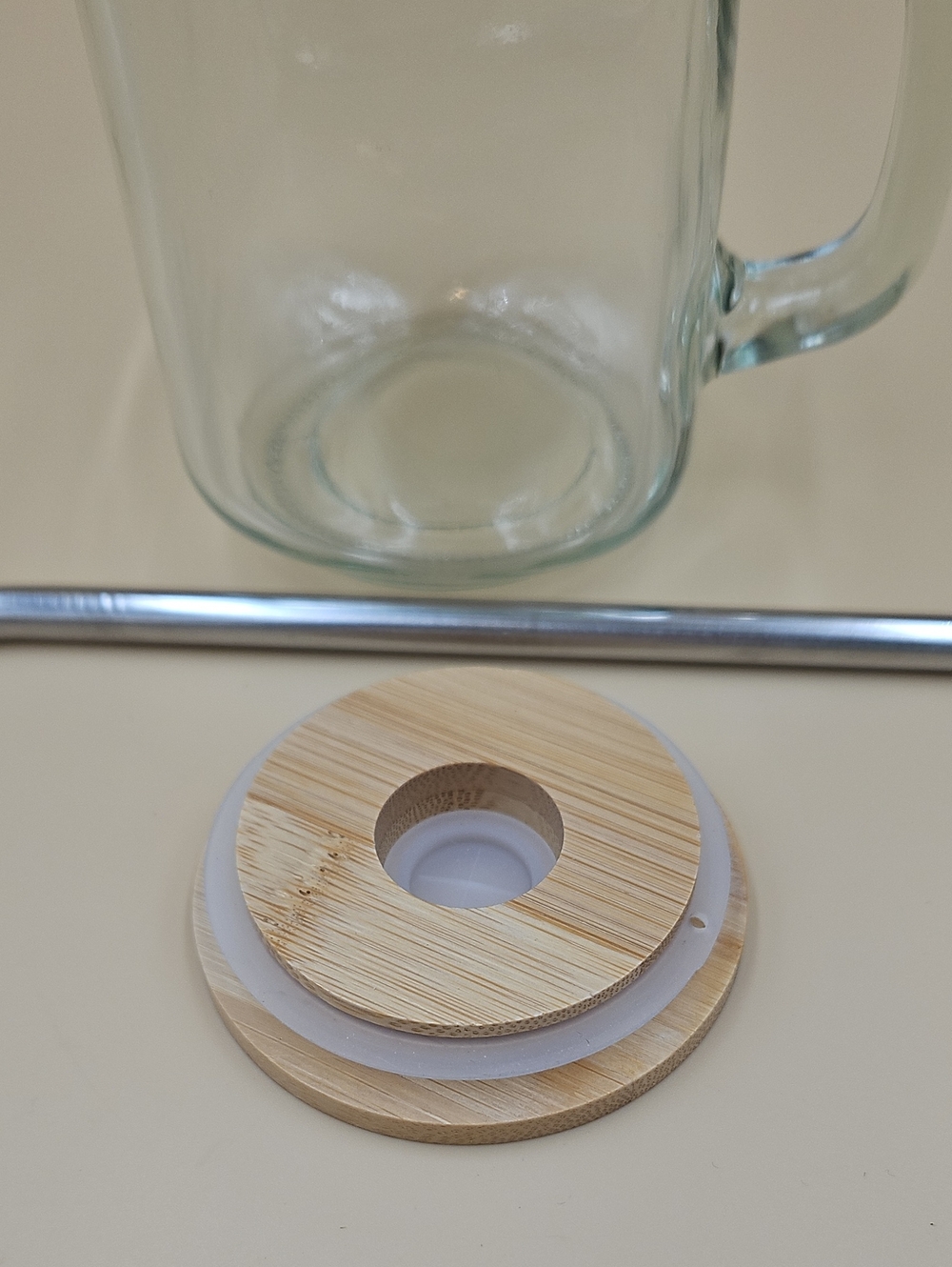 Mason Jar with Lid and Reusable Straw - Picture 3 of 3